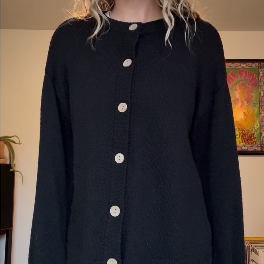 Free People Black Button-Up Cardigan